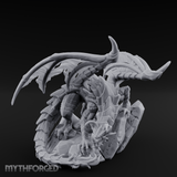 Perched Menacing Red Dragon Miniature for Dungeons and Dragons, Pathfinder or other TTRPGs