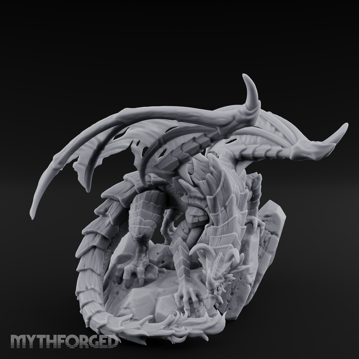 Perched Menacing Red Dragon Miniature for Dungeons and Dragons, Pathfinder or other TTRPGs