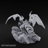 Perched Menacing Red Dragon Miniature for Dungeons and Dragons, Pathfinder or other TTRPGs