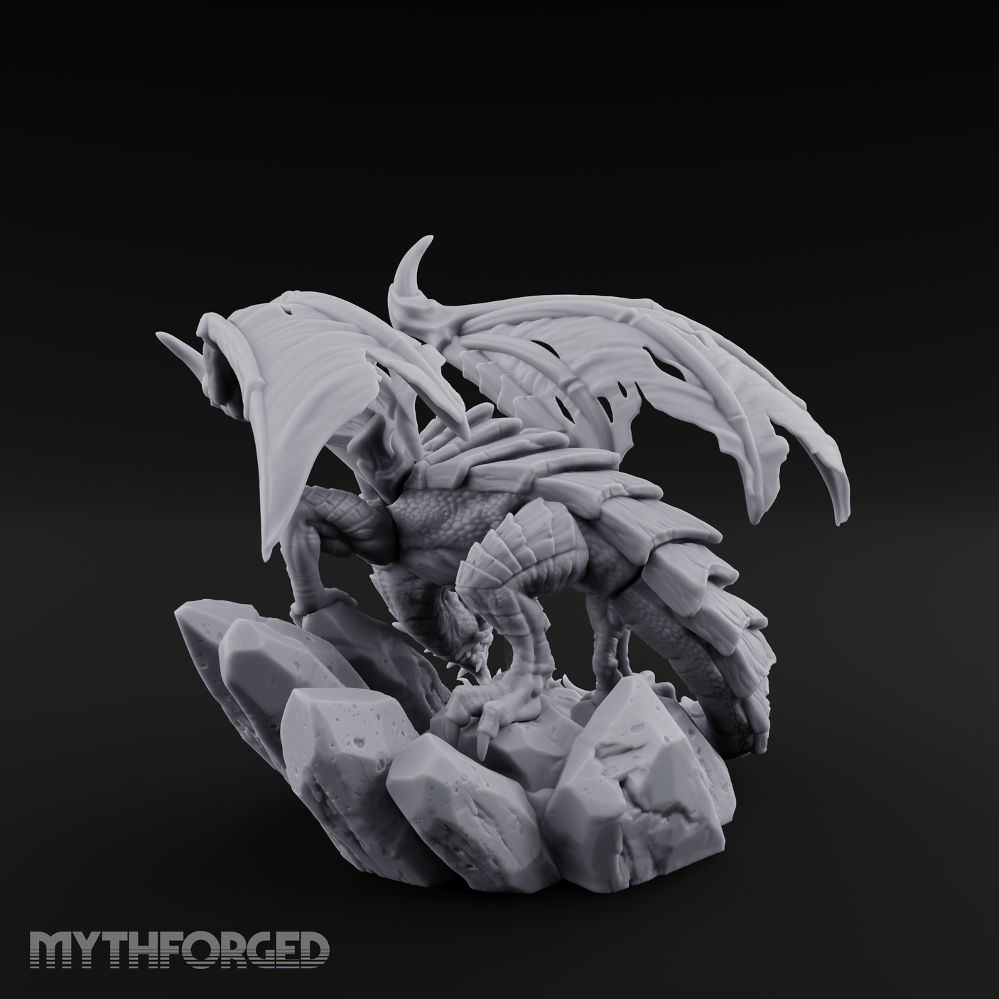 Perched Menacing Red Dragon Miniature for Dungeons and Dragons, Pathfinder or other TTRPGs