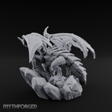 Perched Menacing Red Dragon Miniature for Dungeons and Dragons, Pathfinder or other TTRPGs
