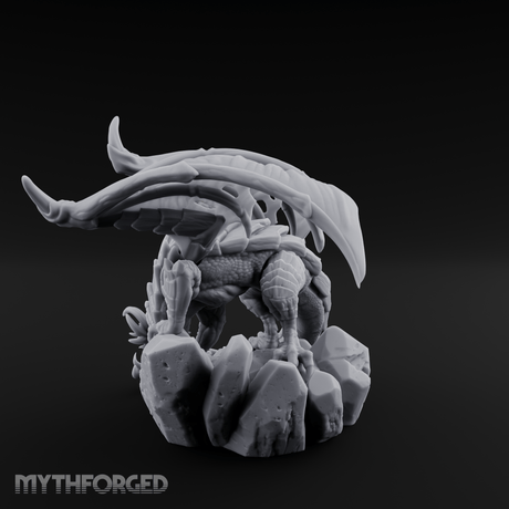 Perched Menacing Red Dragon Miniature for Dungeons and Dragons, Pathfinder or other TTRPGs