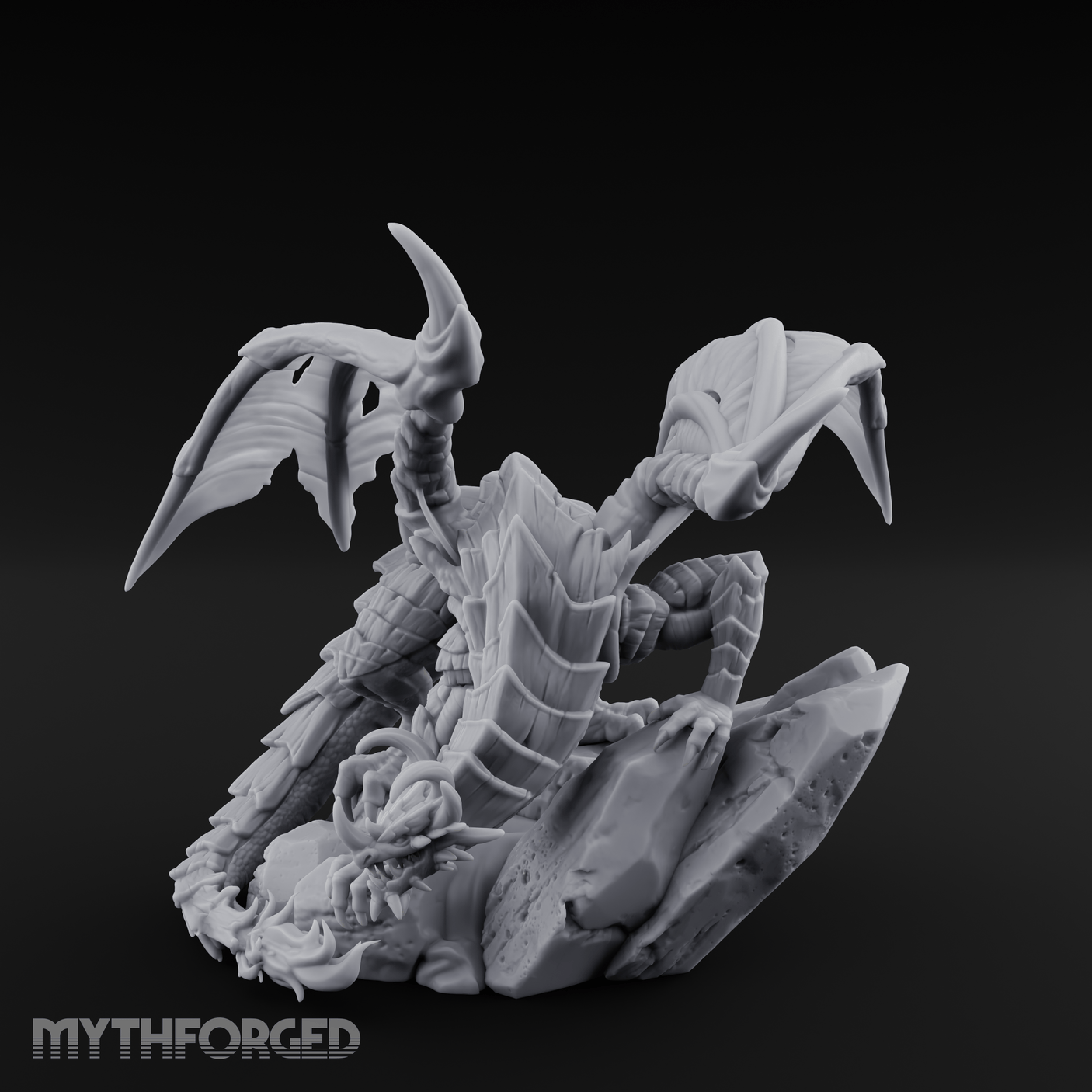 Perched Menacing Red Dragon Miniature for Dungeons and Dragons, Pathfinder or other TTRPGs