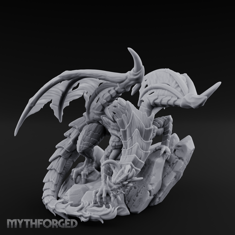 Perched Menacing Red Dragon Miniature for Dungeons and Dragons, Pathfinder or other TTRPGs
