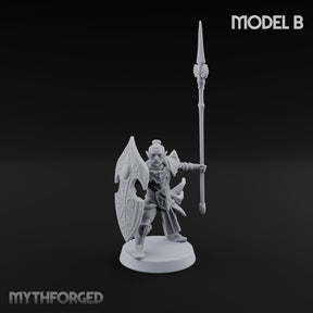 Shields Leaf-Shaped, Spears Skyward Elf Spear and Shield Guard B