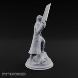 Grinning Over the Cut Human Man with Serrated Cleaver Blade and Long Greatcoat