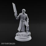 Grinning Over the Cut Human Man with Serrated Cleaver Blade and Long Greatcoat