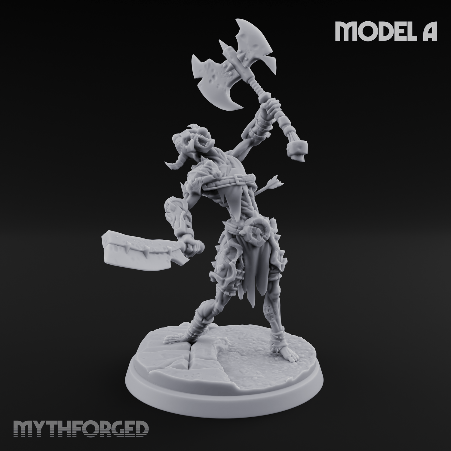 Axes Held High Ghoul Warriors Miniature for Dungeons and Dragons, Pathfinder or other TTRPGs
