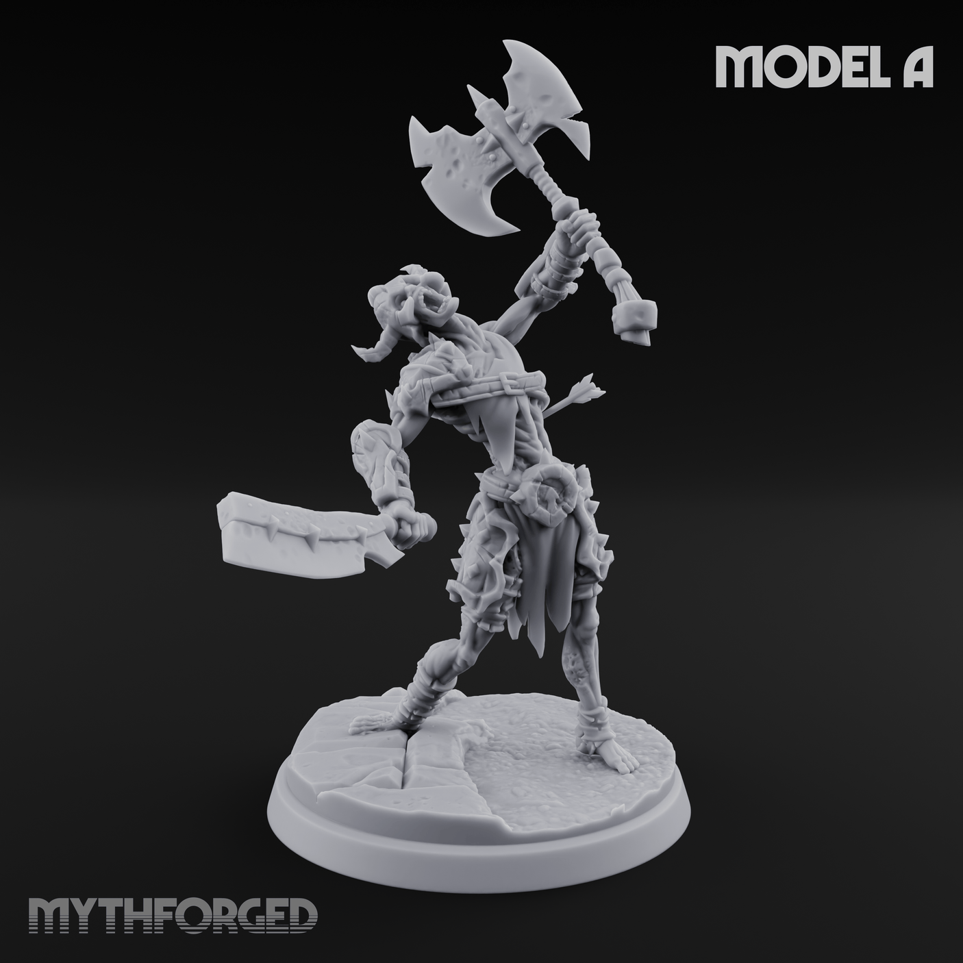 Axes Held High Ghoul Warriors A Miniature for Dungeons and Dragons, Pathfinder or other TTRPGs
