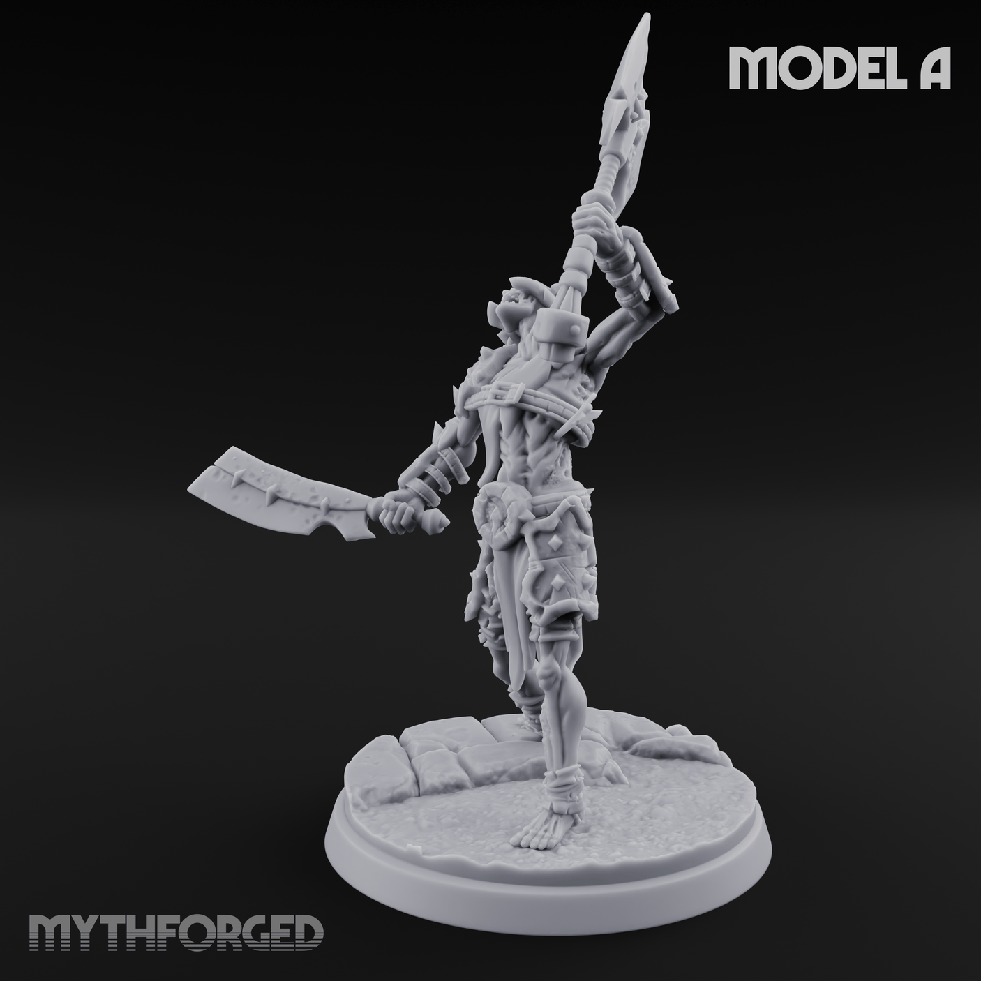 Axes Held High Ghoul Warriors A Miniature for Dungeons and Dragons, Pathfinder or other TTRPGs