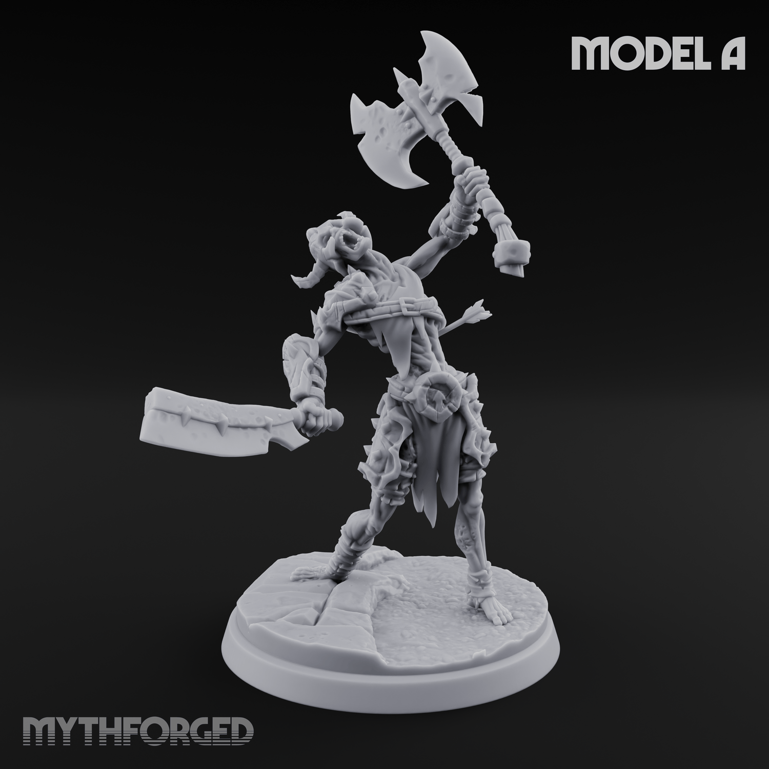 Axes Held High Ghoul Warriors A Miniature for Dungeons and Dragons, Pathfinder or other TTRPGs