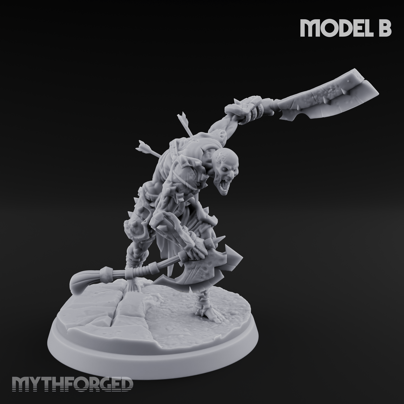 Axes Held High Ghoul Warriors B Miniature for Dungeons and Dragons, Pathfinder or other TTRPGs