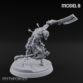 Axes Held High Ghoul Warriors B Miniature for Dungeons and Dragons, Pathfinder or other TTRPGs