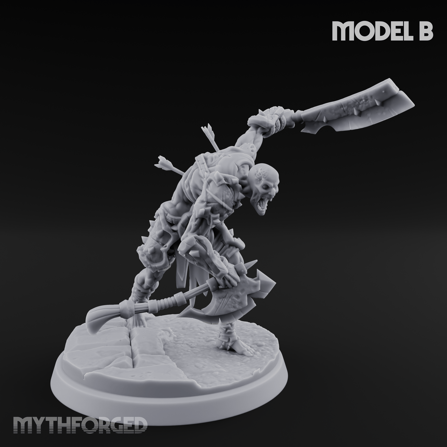Axes Held High Ghoul Warriors Miniature for Dungeons and Dragons, Pathfinder or other TTRPGs