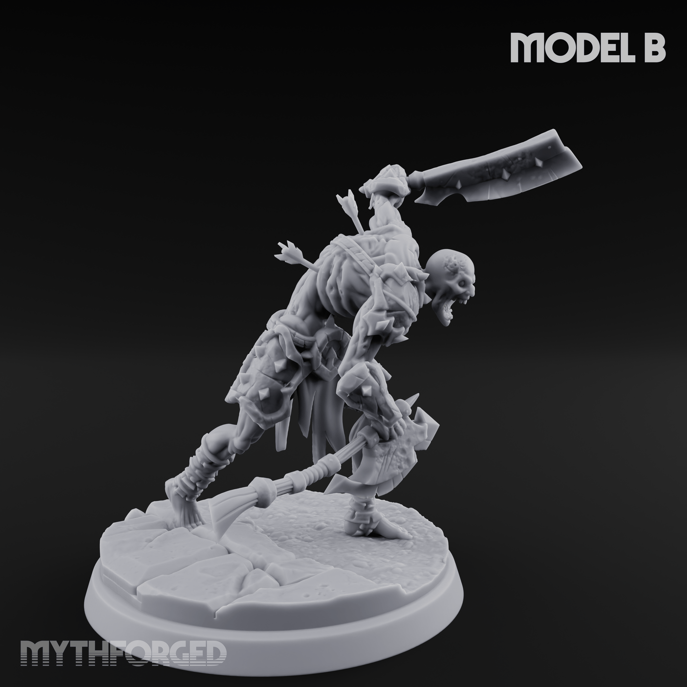 Axes Held High Ghoul Warriors Miniature for Dungeons and Dragons, Pathfinder or other TTRPGs