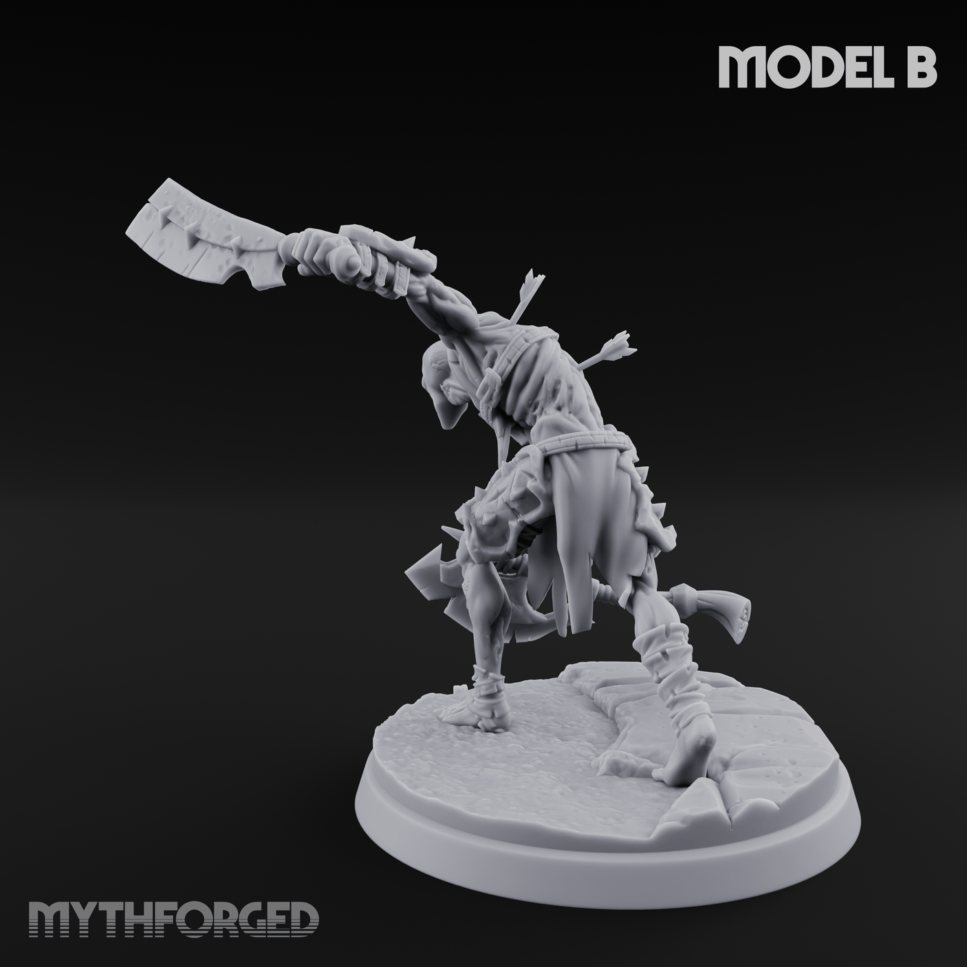 Axes Held High Ghoul Warriors B Miniature for Dungeons and Dragons, Pathfinder or other TTRPGs