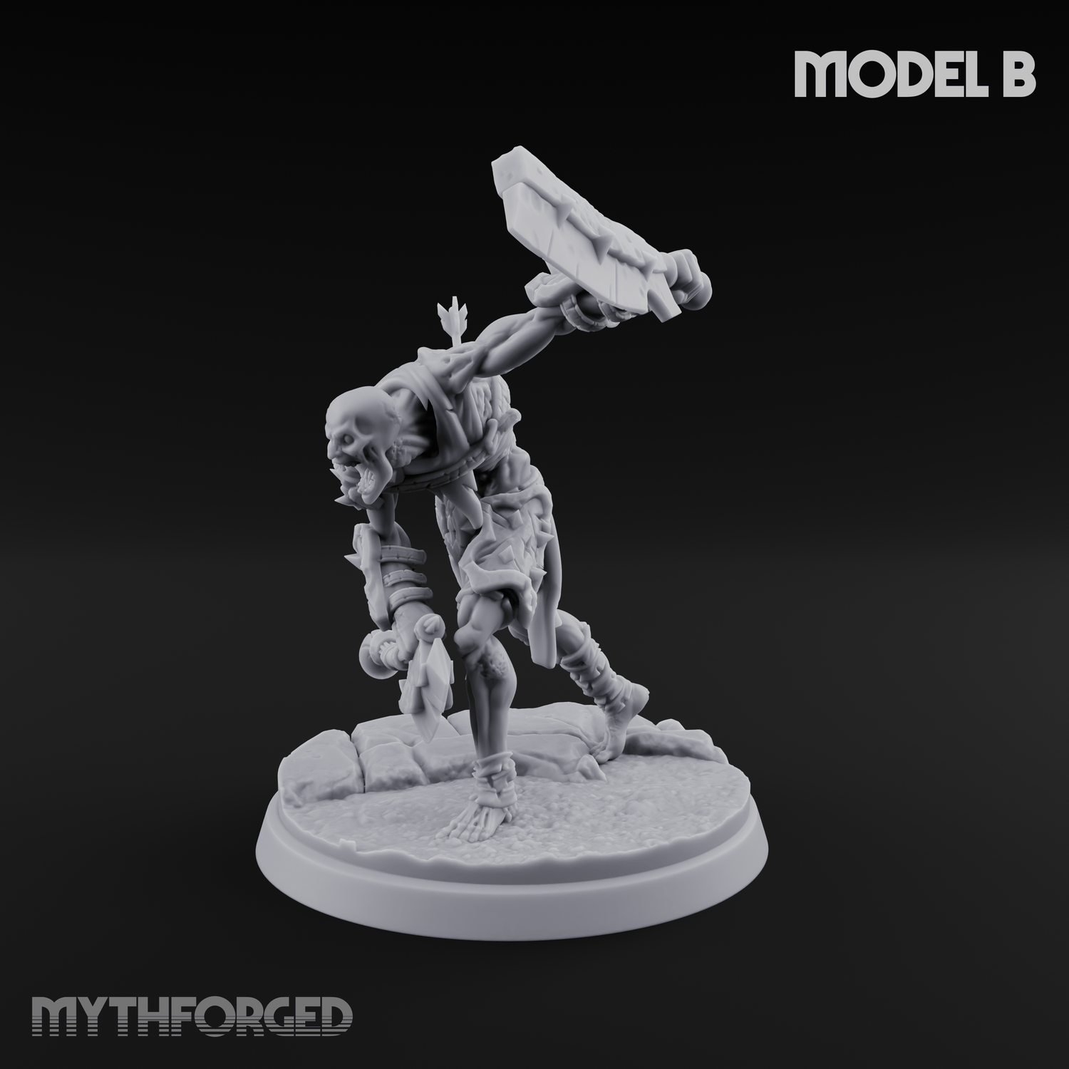Axes Held High Ghoul Warriors B Miniature for Dungeons and Dragons, Pathfinder or other TTRPGs