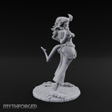Revolver Raised Smirking Tiefling Gunslinger Miniature for Dungeons and Dragons, Pathfinder or other TTRPGs