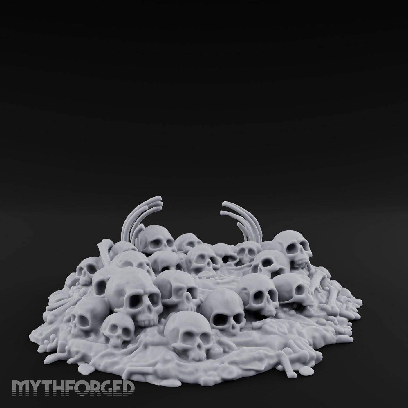 Rib-Jutting Bone-Heaped Skull Pile Miniature for Dungeons and Dragons, Pathfinder or other TTRPGs