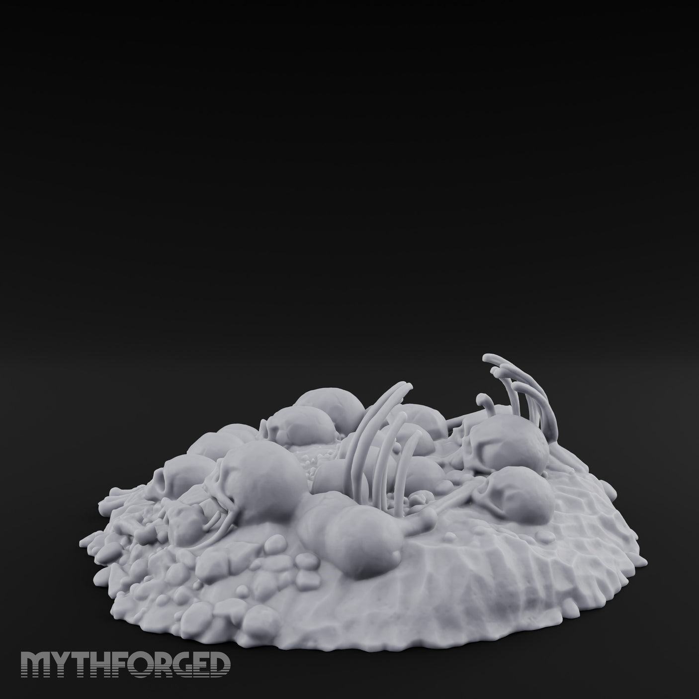 Rib-Jutting Bone-Heaped Skull Pile Miniature for Dungeons and Dragons, Pathfinder or other TTRPGs