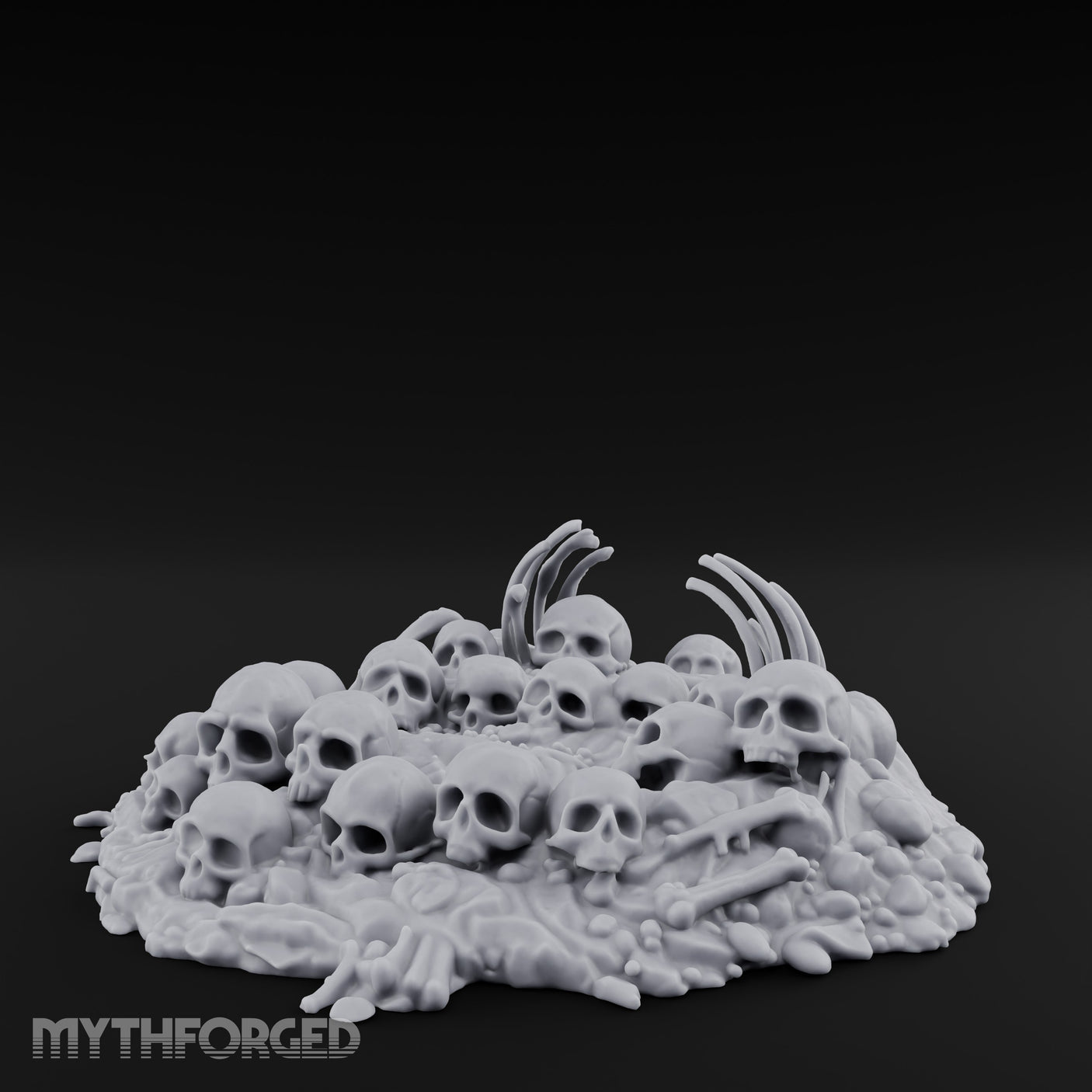 Rib-Jutting Bone-Heaped Skull Pile Miniature for Dungeons and Dragons, Pathfinder or other TTRPGs