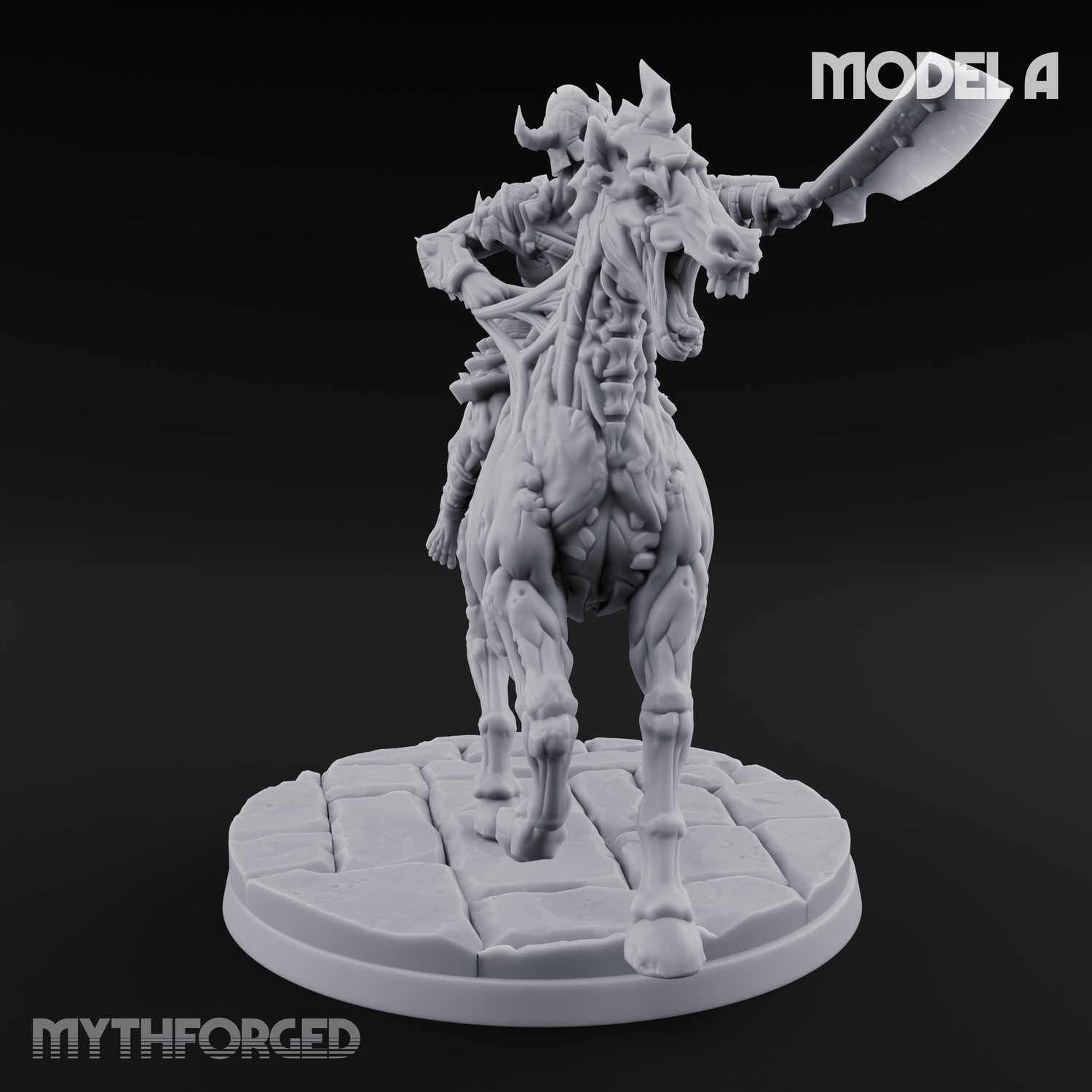 Axe Raised Victorious Ghoul Riders Miniature for Dungeons and Dragons, Pathfinder or other TTRPGs