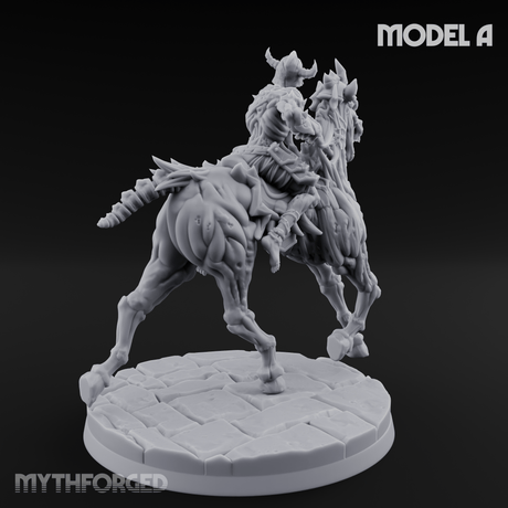 Axe Raised Victorious Ghoul Riders A Miniature for Dungeons and Dragons, Pathfinder or other TTRPGs