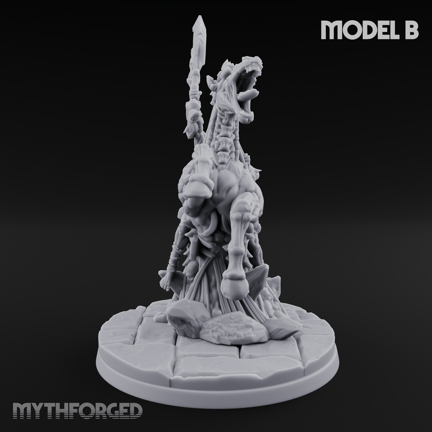 Axe Raised Victorious Ghoul Riders Miniature for Dungeons and Dragons, Pathfinder or other TTRPGs