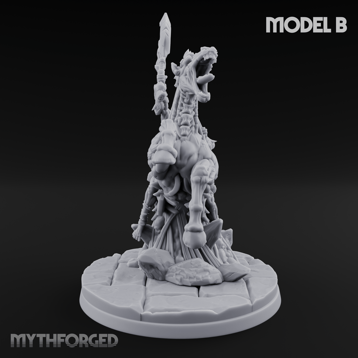 Axe Raised Victorious Ghoul Riders B Miniature for Dungeons and Dragons, Pathfinder or other TTRPGs