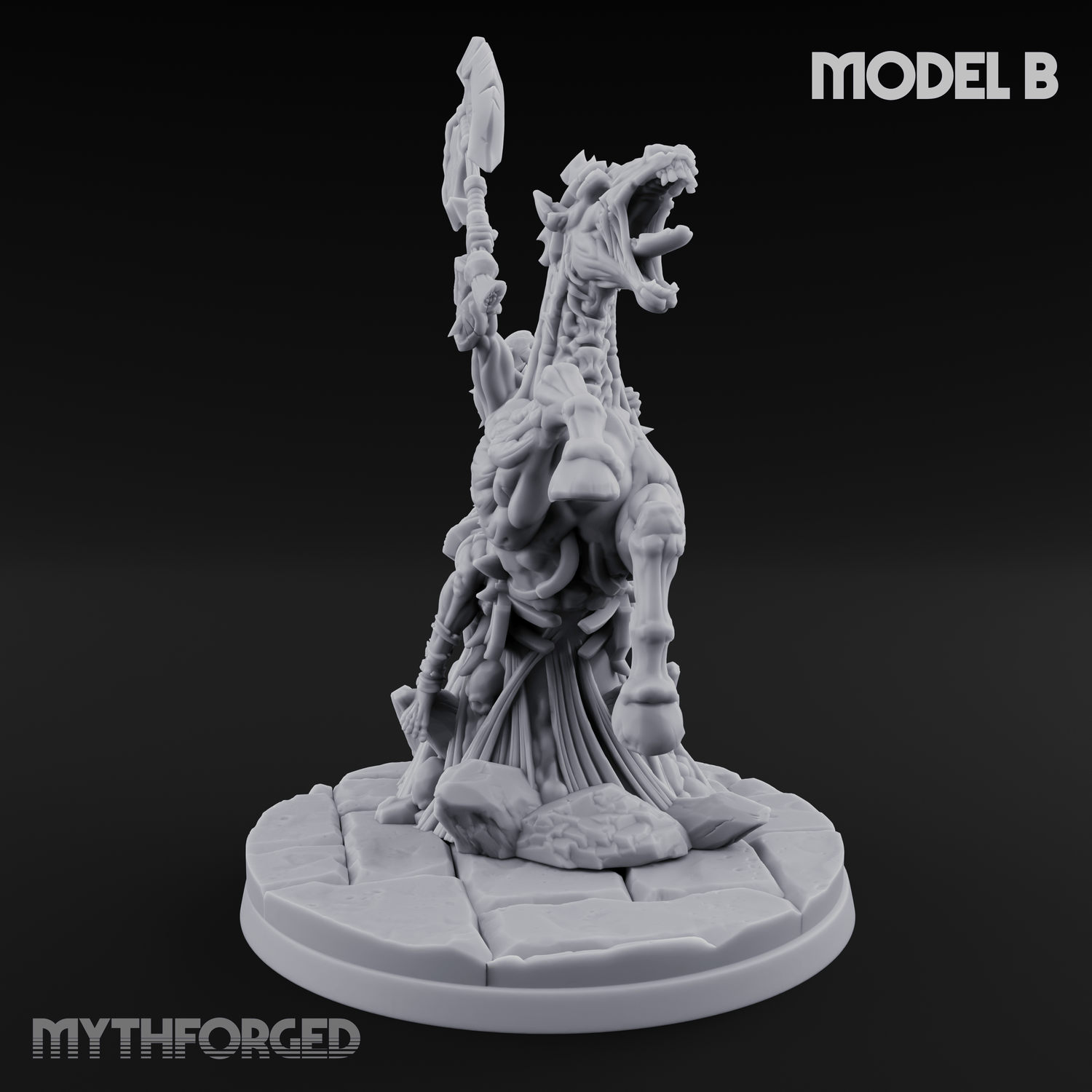 Axe Raised Victorious Ghoul Riders B Miniature for Dungeons and Dragons, Pathfinder or other TTRPGs
