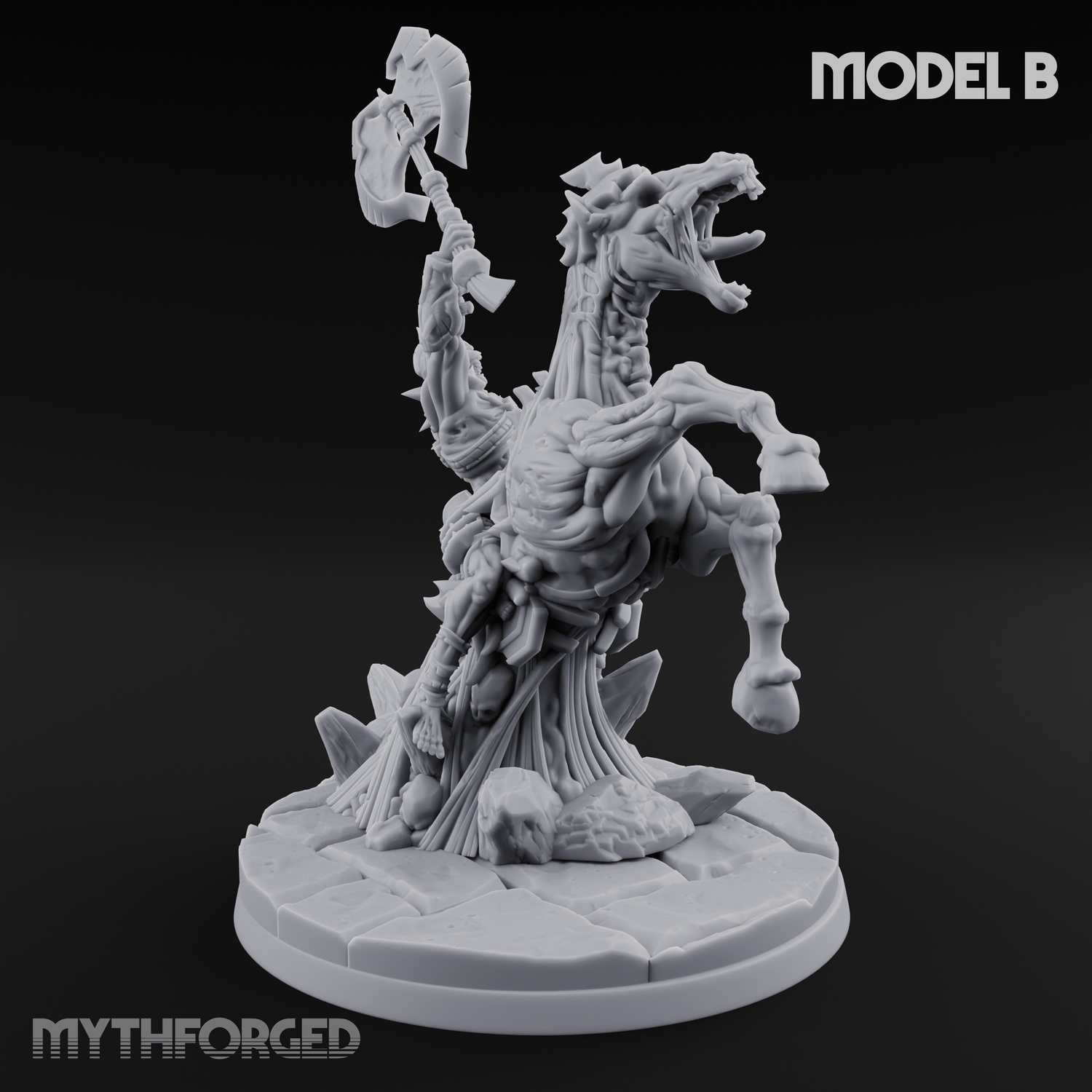 Axe Raised Victorious Ghoul Riders Miniature for Dungeons and Dragons, Pathfinder or other TTRPGs
