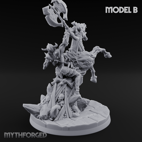 Axe Raised Victorious Ghoul Riders B Miniature for Dungeons and Dragons, Pathfinder or other TTRPGs
