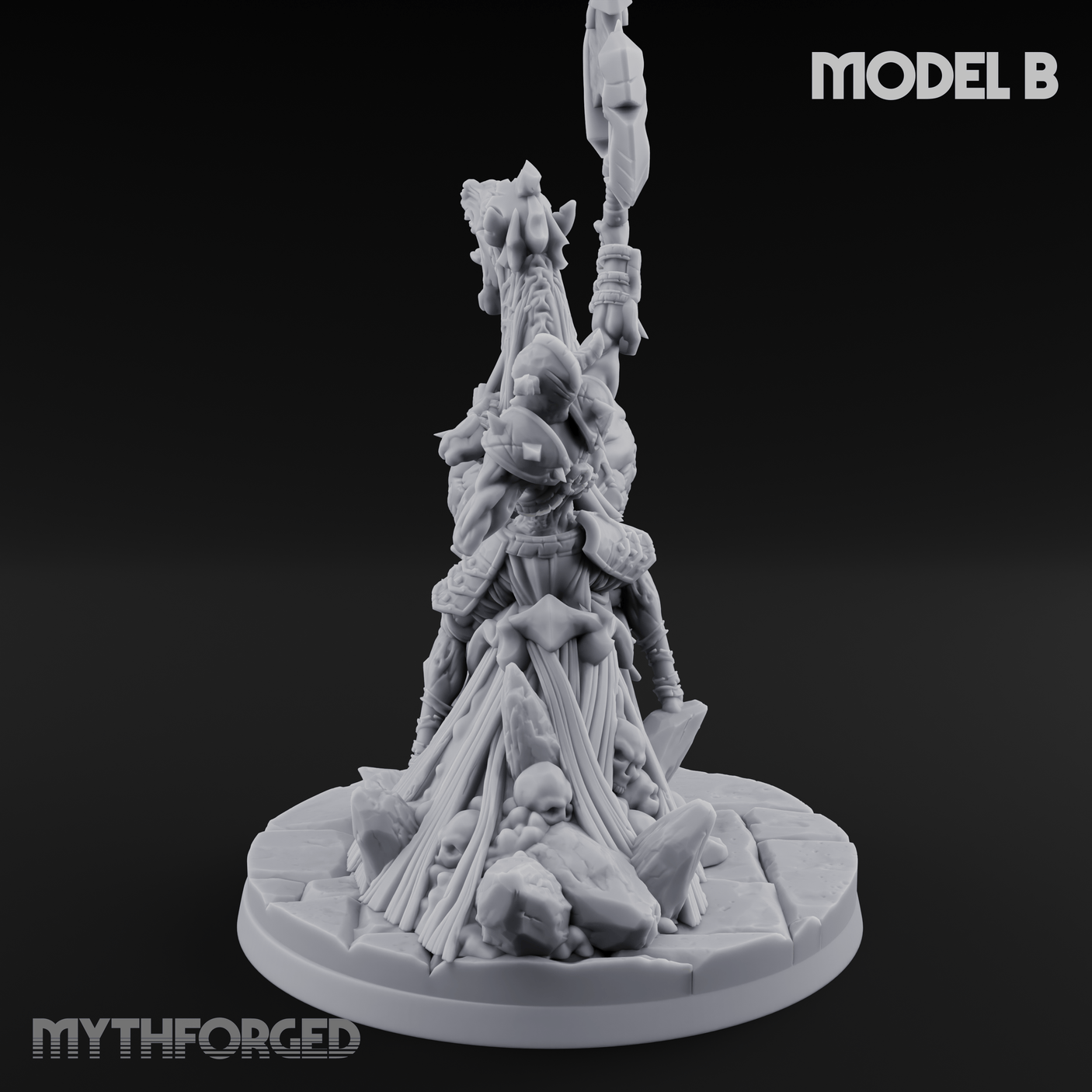 Axe Raised Victorious Ghoul Riders B Miniature for Dungeons and Dragons, Pathfinder or other TTRPGs