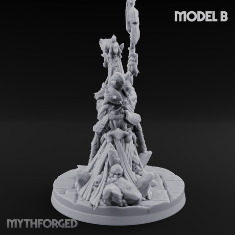 Axe Raised Victorious Ghoul Riders B Miniature for Dungeons and Dragons, Pathfinder or other TTRPGs