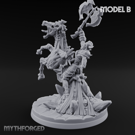 Axe Raised Victorious Ghoul Riders B Miniature for Dungeons and Dragons, Pathfinder or other TTRPGs