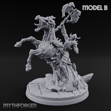 Axe Raised Victorious Ghoul Riders B Miniature for Dungeons and Dragons, Pathfinder or other TTRPGs