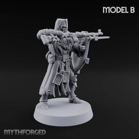 Rifle Bearing Steampunk Templar B Miniature for Dungeons and Dragons, Pathfinder or other TTRPGs