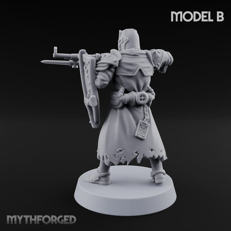 Rifle Bearing Steampunk Templar B Miniature for Dungeons and Dragons, Pathfinder or other TTRPGs