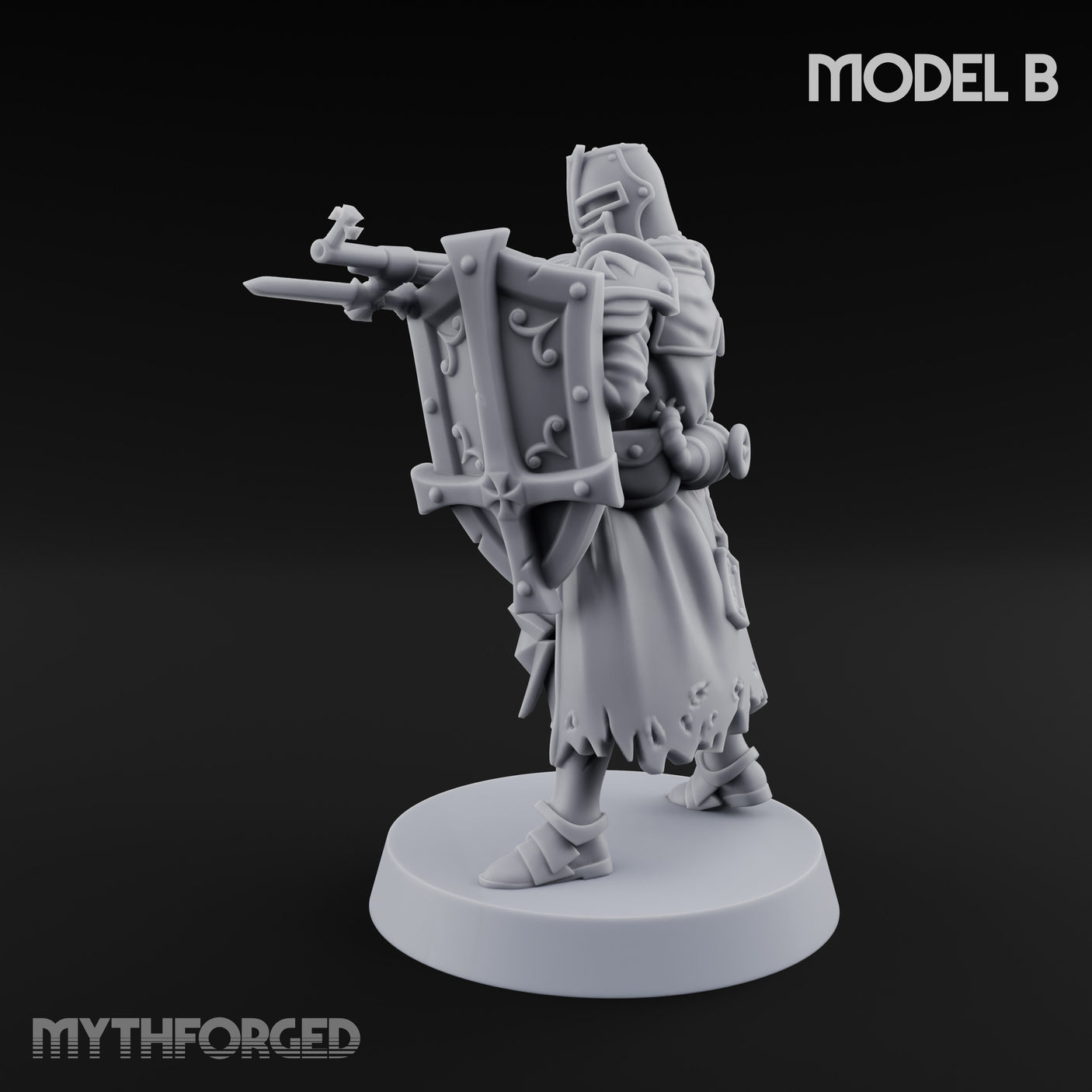 Rifle Bearing Steampunk Templar B Miniature for Dungeons and Dragons, Pathfinder or other TTRPGs