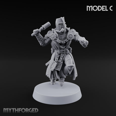 Rifle Bearing Steampunk Templar C Miniature for Dungeons and Dragons, Pathfinder or other TTRPGs