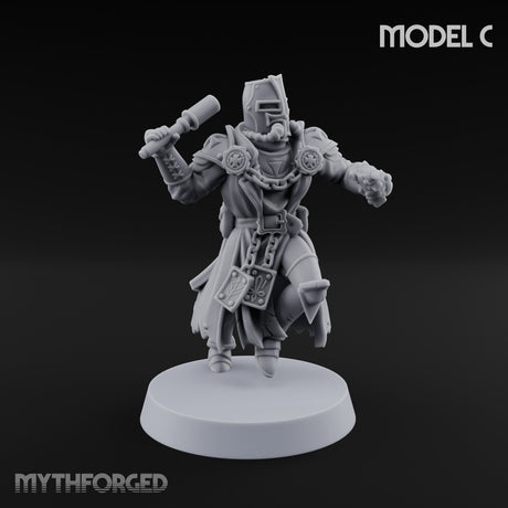Rifle Bearing Steampunk Templar C Miniature for Dungeons and Dragons, Pathfinder or other TTRPGs