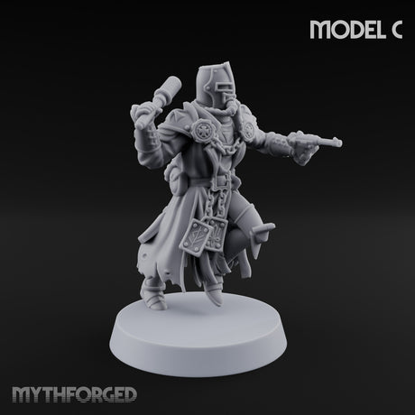 Rifle Bearing Steampunk Templar C Miniature for Dungeons and Dragons, Pathfinder or other TTRPGs