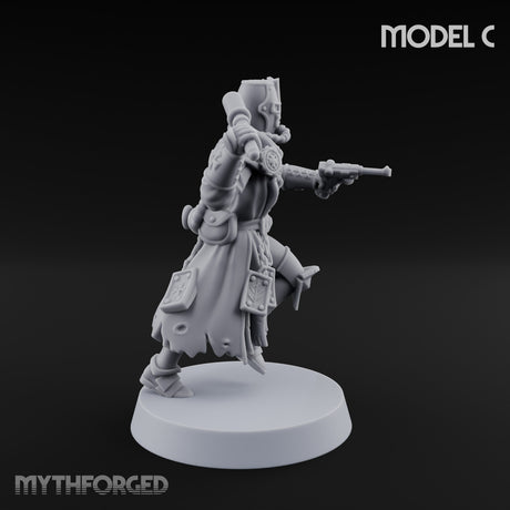 Rifle Bearing Steampunk Templar C Miniature for Dungeons and Dragons, Pathfinder or other TTRPGs