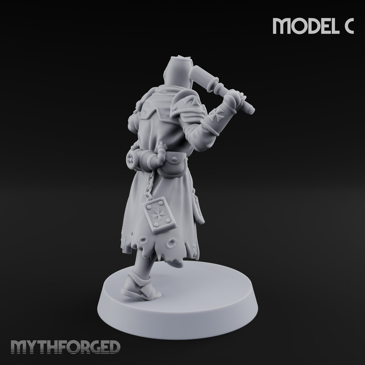 Rifle Bearing Steampunk Templar C Miniature for Dungeons and Dragons, Pathfinder or other TTRPGs