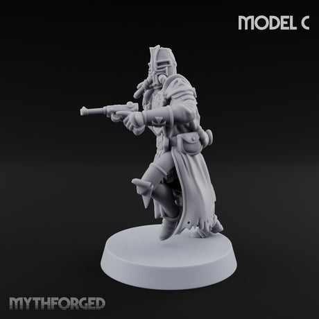 Rifle Bearing Steampunk Templar C Miniature for Dungeons and Dragons, Pathfinder or other TTRPGs