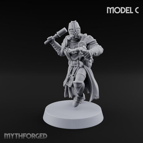 Rifle Bearing Steampunk Templar C Miniature for Dungeons and Dragons, Pathfinder or other TTRPGs