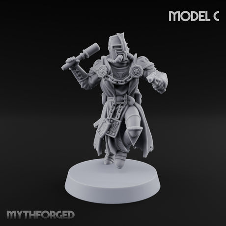 Rifle Bearing Steampunk Templar C Miniature for Dungeons and Dragons, Pathfinder or other TTRPGs