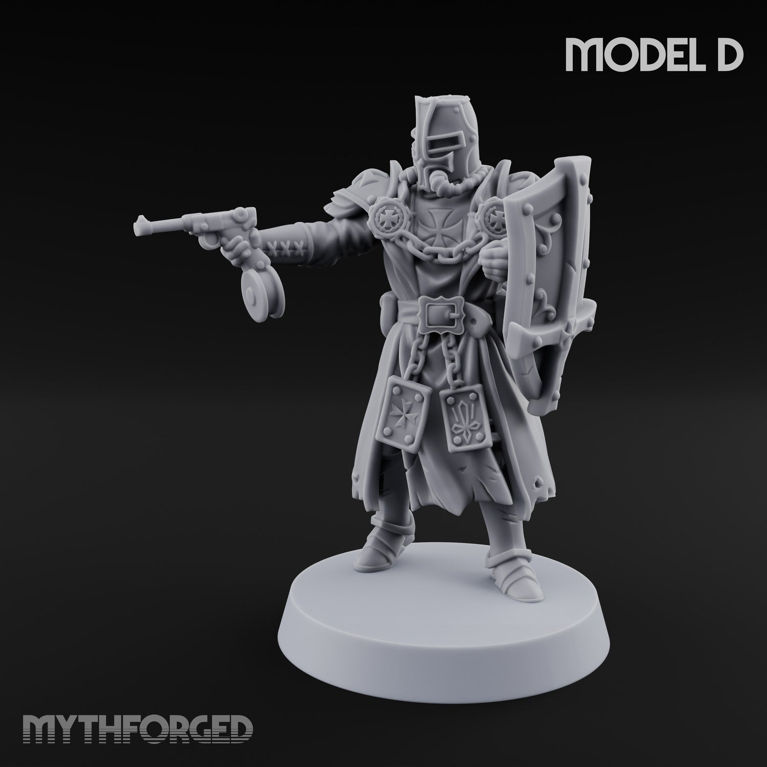 Rifle Bearing Steampunk Templar D Miniature for Dungeons and Dragons, Pathfinder or other TTRPGs