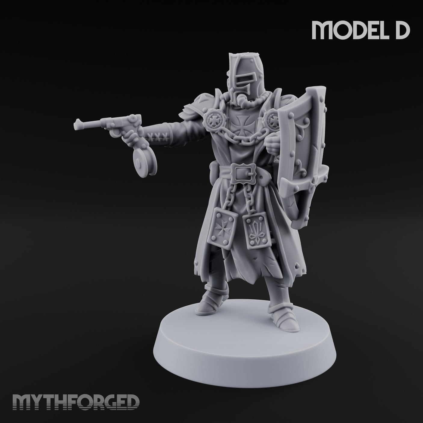 Rifle Bearing Steampunk Templar D Miniature for Dungeons and Dragons, Pathfinder or other TTRPGs