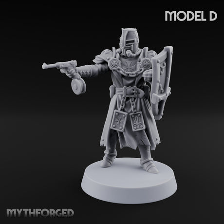 Rifle Bearing Steampunk Templar D Miniature for Dungeons and Dragons, Pathfinder or other TTRPGs